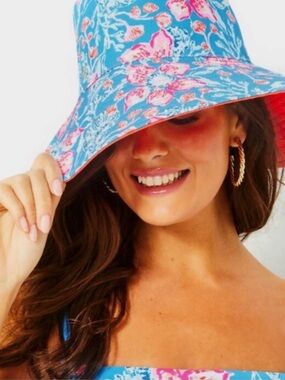Lilly Pulitzer Reversible Canvas UPF 50 Bahamian Rhapsody's Sun Hat GWP NWT OS